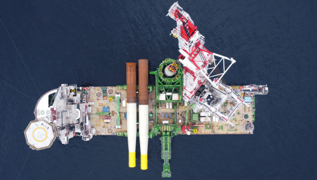 In Rekordzeit: Letztes XXL-Monopile für den Offshore-Windpark Arcadis Ost 1 ist installiert