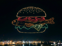 Eon inszeniert spektakuläre Drohnenshow über der Elbe