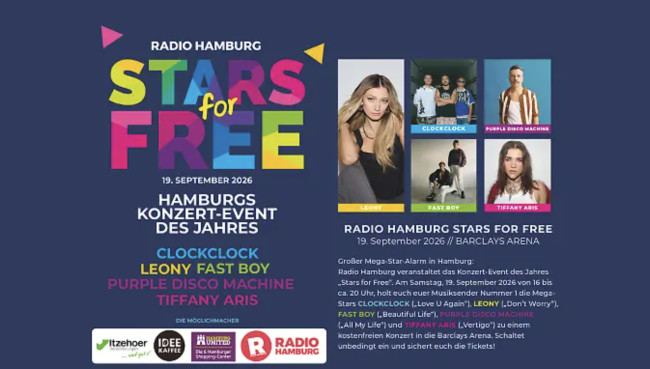 Radio Hamburg Stars for Free am 19. September